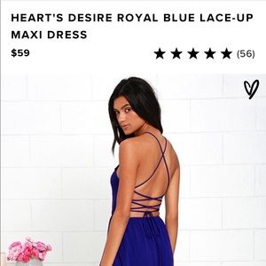 Royal blue lace up maxi dress